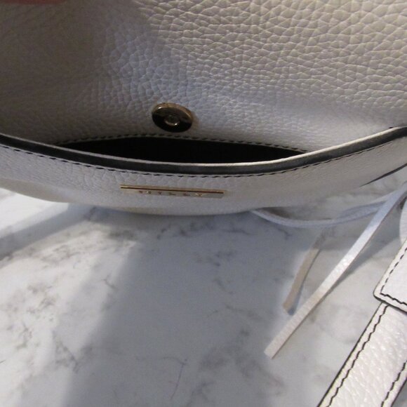 Milly White Leather Crossbody Bag Pebbled Tassel - Picture 7 of 11
